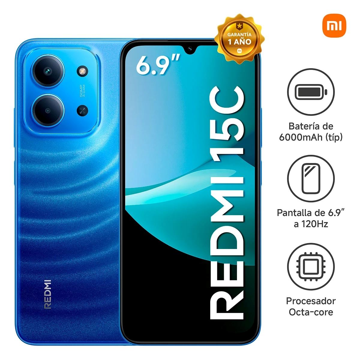 CELULAR XIAOMI REDMI 15C 4GB RAM 256GB ROM COLOR AZUL LUZ DE LUNA